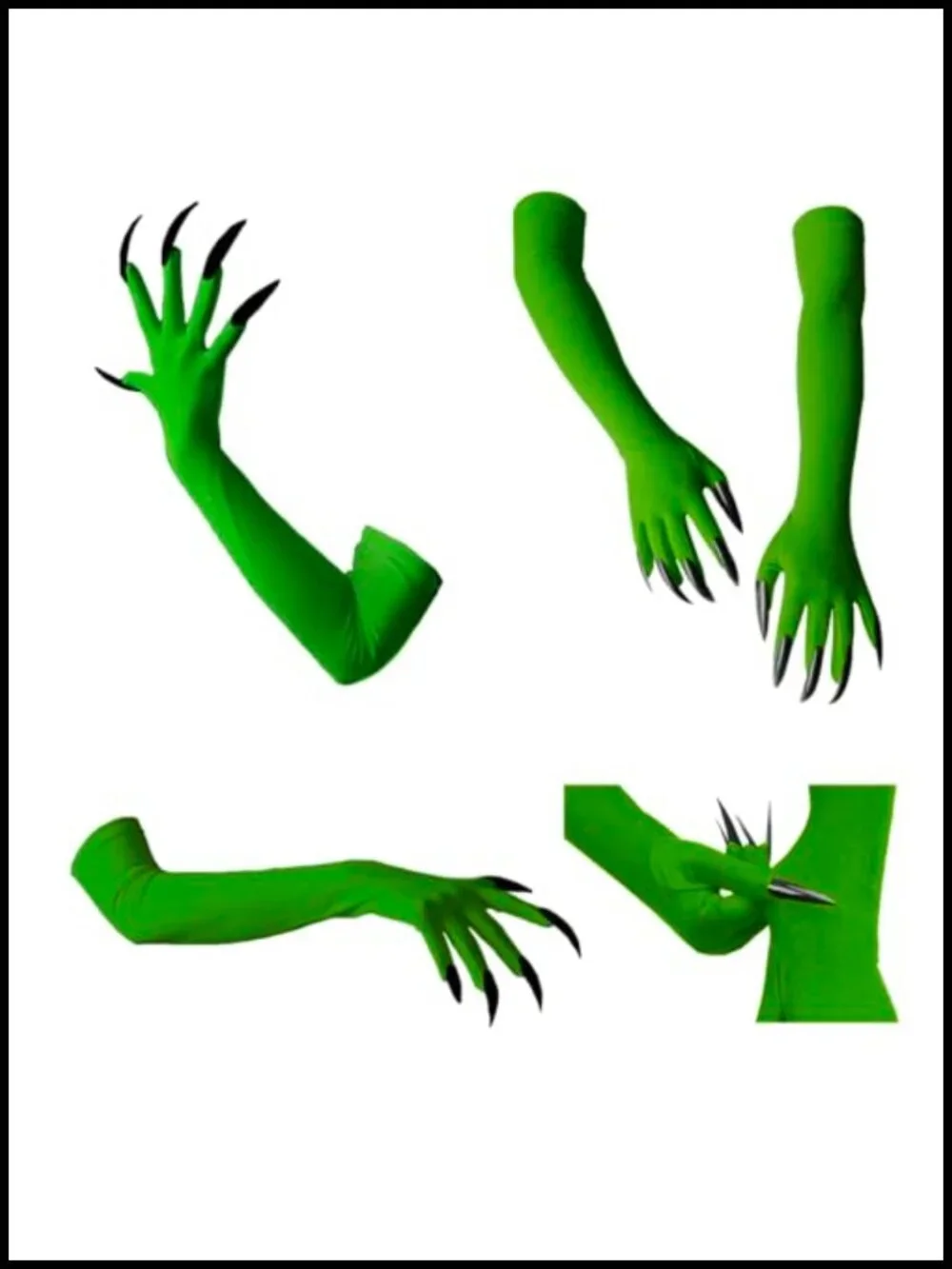 Witch Costume Set - Hat, Green Claw Gloves & Glasses - Halloween Cosplay Kit
